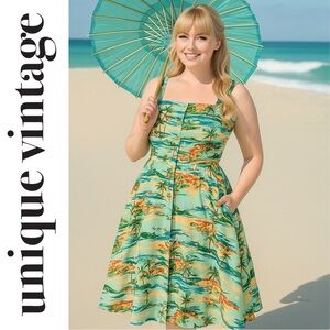 Unique Vintage Voodoo Vixen 1940s Rivera Swing Dress, Size Large, NWT!